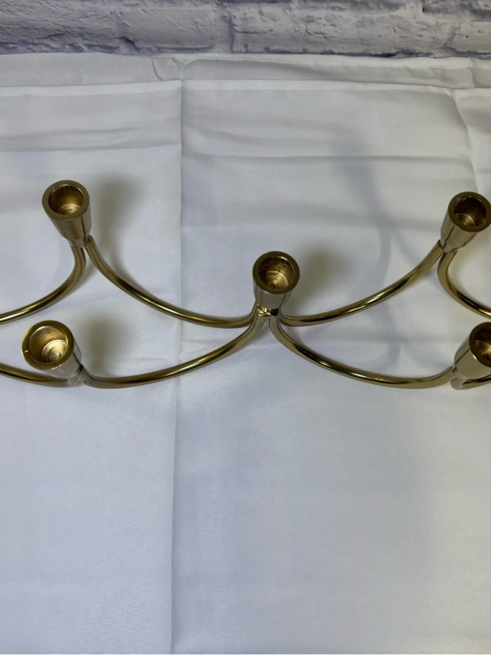 Brass Wave candelabra Seven Taper Candle Holder Vintage 22.5” Mid Century